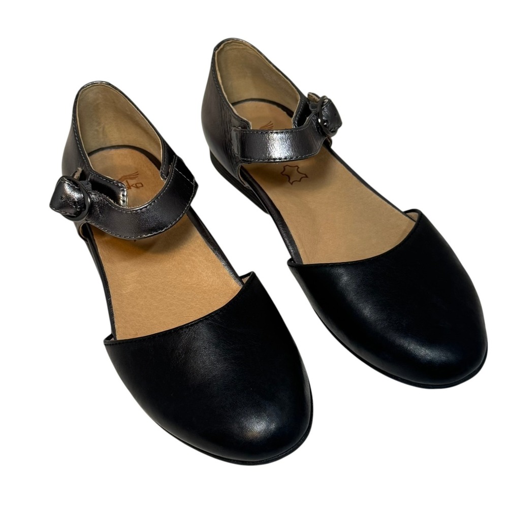 Dansko Liv D'Orsay Mary Jane Flats 39/8.5-9 Black Silver Colorblock - Picture 2 of 7